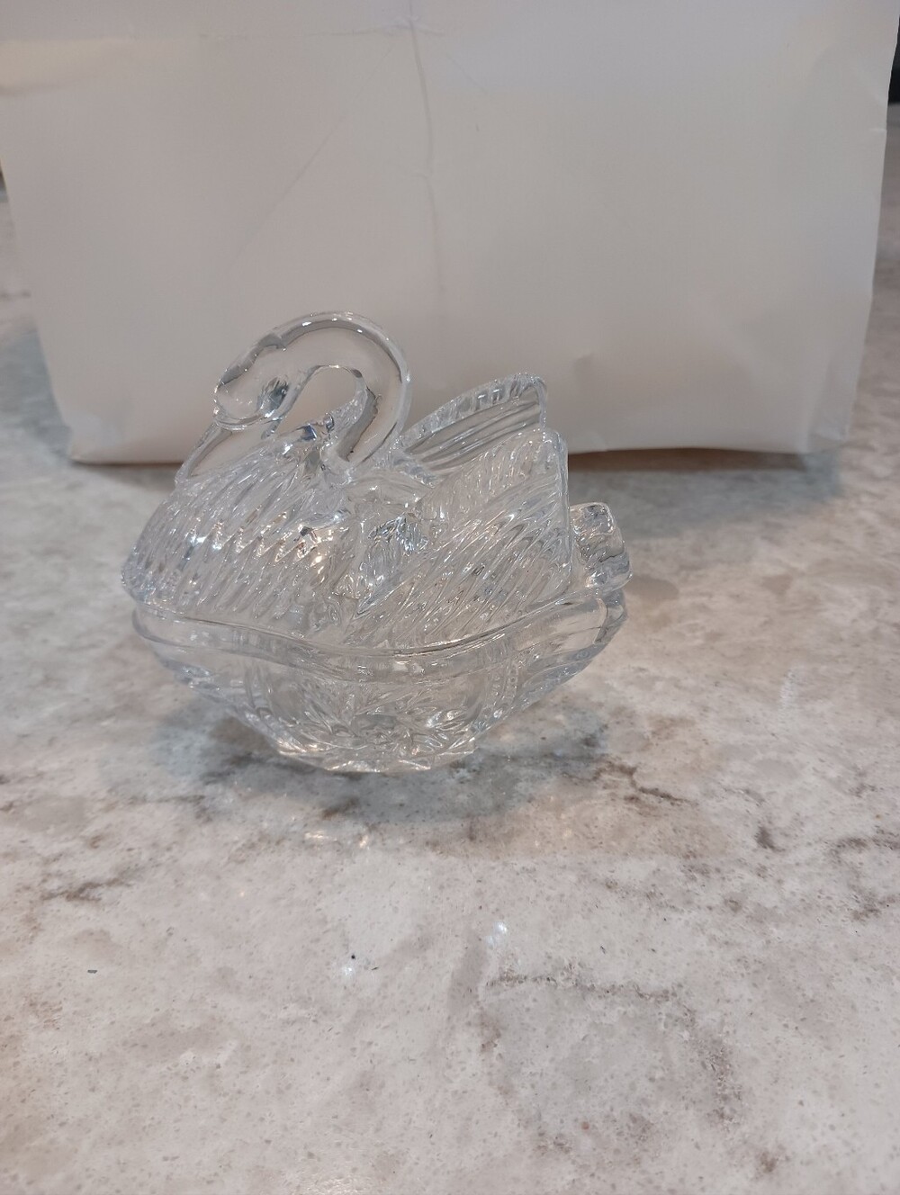 Clear Glass Swan Candy Dish - Elegant Glass Decorative Bowl